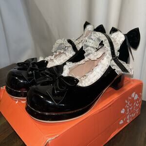 Women Fantasma Platform Heels 2" Maid Black White bows Sexy Costume Cosplay 8.5